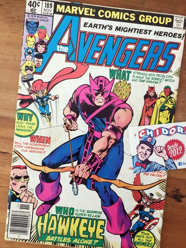 Comic - Avengers #189 Hawkeye Thor Captain America Byrne