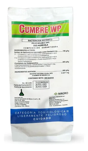 Cumbre Wp - Control Bacterias En Plantas X 100gr