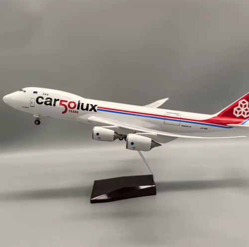 B747 Cargolux 50 Aniversario - Avion A Escala 1/85 (50cm) Blanco Con Rojo