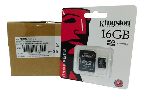 Memoria 16gb Kingston Clase 4 Sellada Orginal Caja 25 Unidad