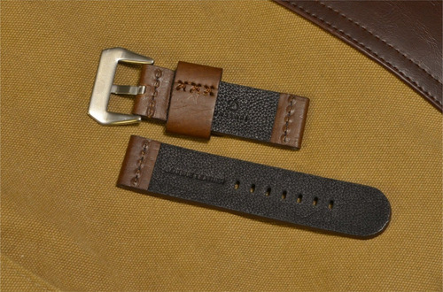 Correa De Reloj Cuero Chocolate 24 Mm Dasari Con Hebilla
