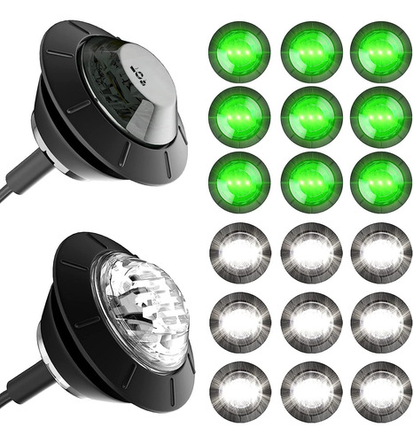 Bjz 10 Luces Led Redondas Blancas  10 Verdes De 3/4 Pulgadas