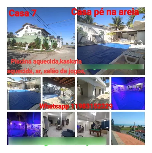 Casa Com Piscina Aquecida, Pé Na Areia, Ar Condicionado, Salão Jogos Com Mesa De Bilhar E Maquina De Vídeo Game Com Vários Jogos, Cascata Aquecida Automatizada, Lazer Completo, Segurança 24 Horas.