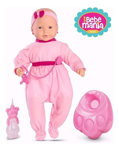 Boneca New Bebê Mania Faz Xixi Menina Rosa - Roma Brinquedos