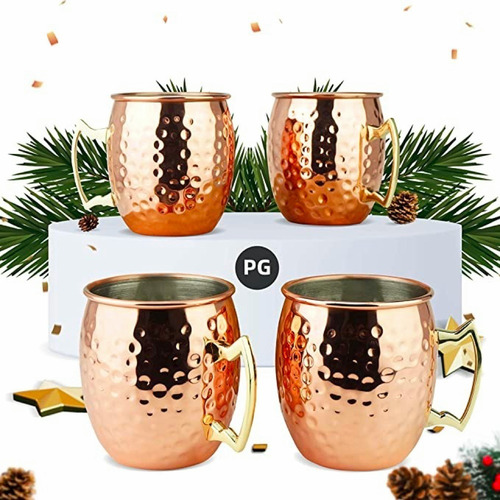Set 4 Vasos Cobre 550ml Premium Coctel Tragos