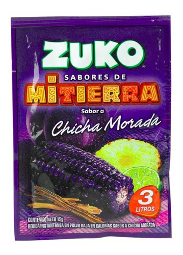 Caixa 12 Suco Zuko Peruano Po Chicha Morada Milho Roxo 15g