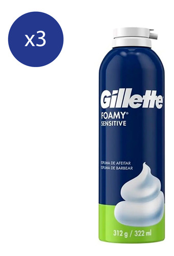 Pack Espuma De Afeitar Gillette Foamy Sensitive Skin 312 Gr