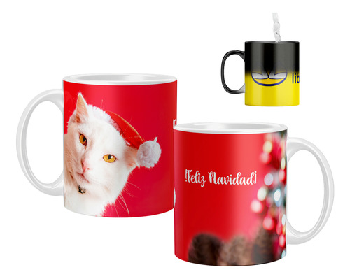 Taza Magica Para Café De Navidad Con Patitas Perros Y Gatos