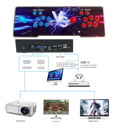 Tablero Arcade Con Doble Palanca 2p + Boton Led