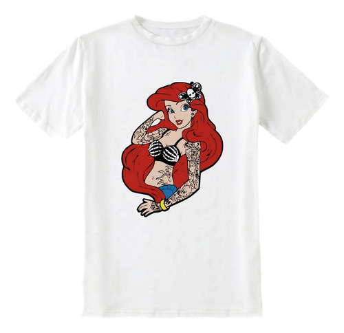 Camiseta Meme Pequena Sereia Tatuada Princesa Disney Tshirt