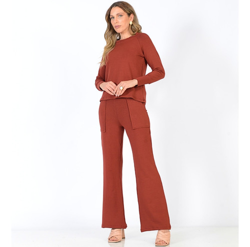 Conjunto Calça Pantalona Feminina Moletinho Elegante