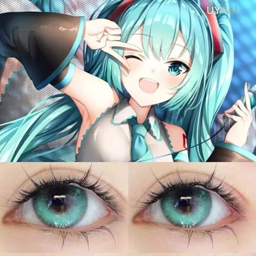 Pupilentes Verde Aqua Miku Hatsune Cosplay