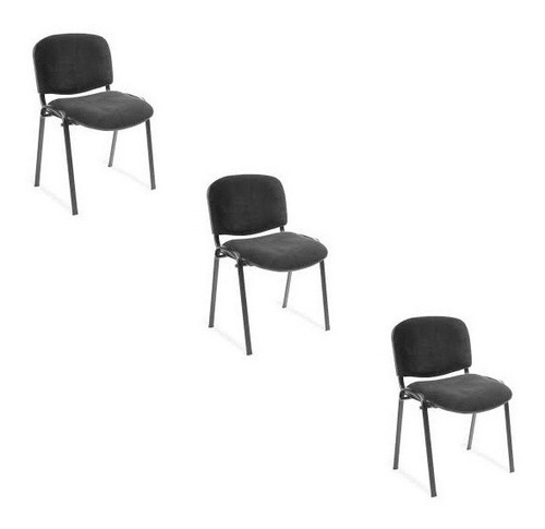 Silla Fija Apilable Oficina Sala De Espera Tapizada Pack X3 