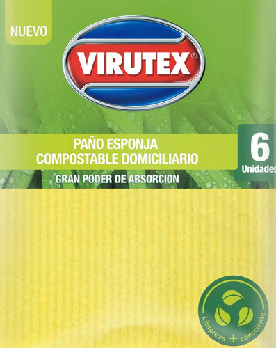 Paño Esponja Natural X6 Ultra Absorbente   Virutex