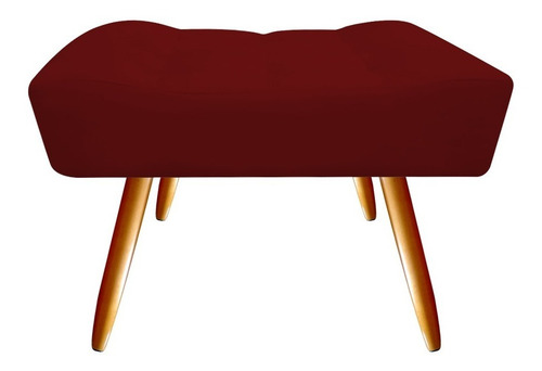 Puff Decorativo Retangular Nina Suede Preto Cor Marsala