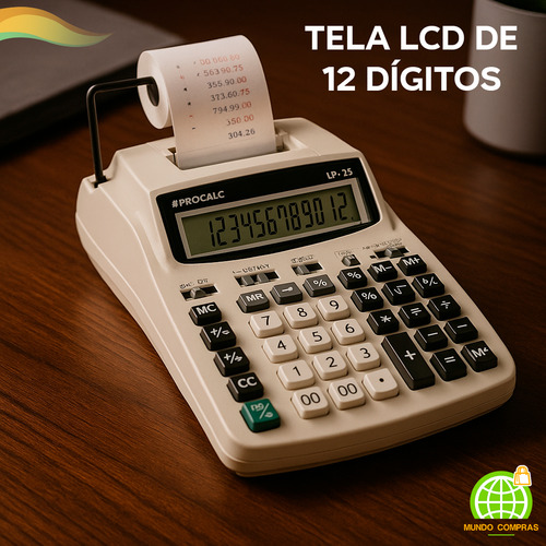 Calculadora De Mesa Com Bobina De Impressão Escritório Lp25