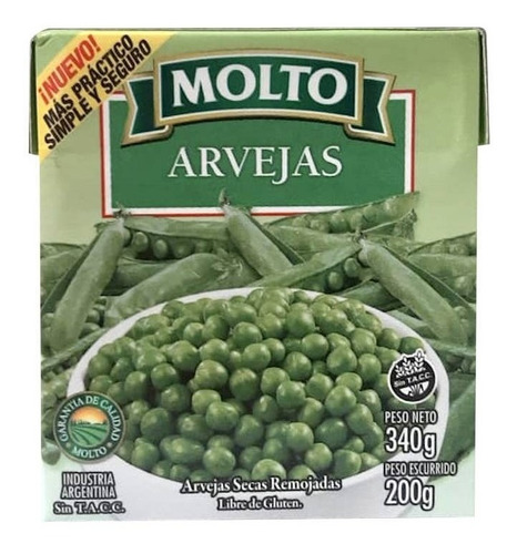 Arvejas Molto Secas Remojadas 12 Cajas X 340 Grs