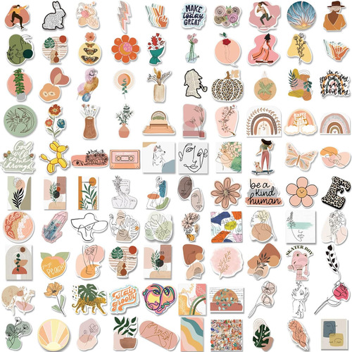 100 Pegatinas Bohemias, Pegatinas De Vinilo Impermeables Con