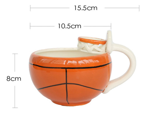 Taza Bowl De Cerámica Forma De Balón Basketball Baloncesto Color Naranja 10133