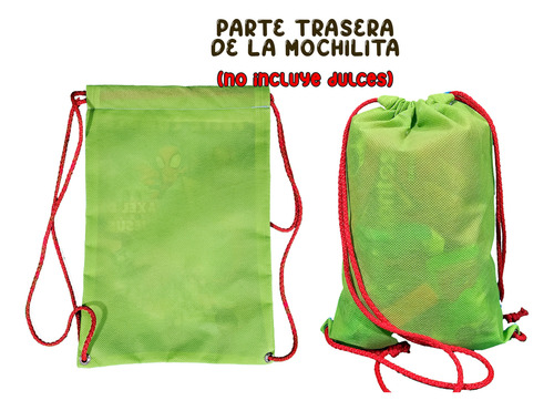 Dulcero Mochilita Bolsita Spidey Gwen Spider Recuerdo 100 Pz Verde Modelo 4 Spidey Morralito