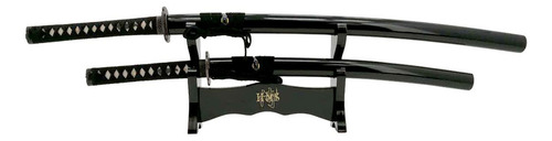 Espada Hecha A Mano, Madera Lacada De Piano Negro, Mesa De 2