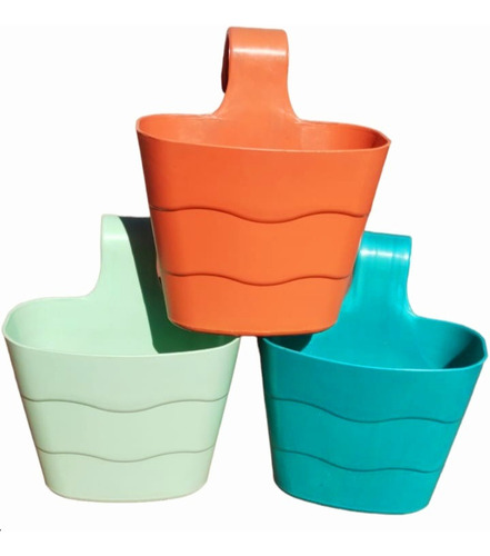 Imagen 2 de 4 de Maceta Balconera Colgante Plastica Balcon Colores Pack X 3