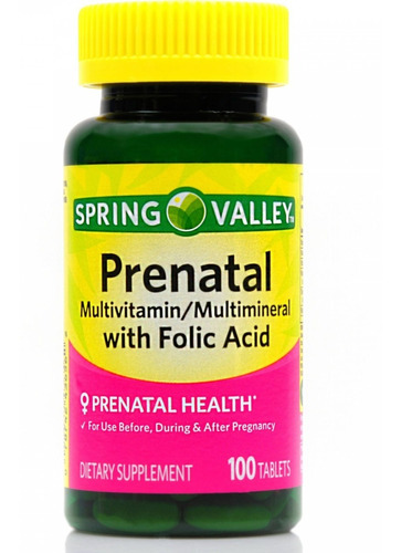 Multivitamínico Prenatal Spring Valley. 100 Tabletas