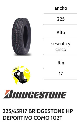 225 65 R17 Llanta Direcc Bridgestone Dueler Sport 10 225/65