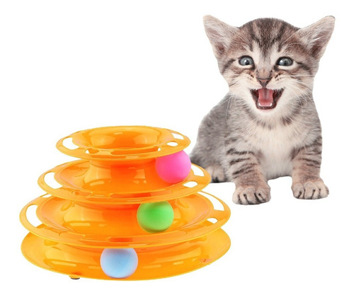 Juguete Interactivo Para Gatos Torre Con Pelotas 3 Niveles