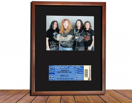 Cuadro Decorativo: Megadeth Foto Con Firmas Y Ticket Recital