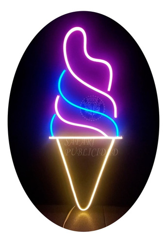 Cartel Cucurucho Helado Neón Led 24x60 Cm - Deco - Luminoso