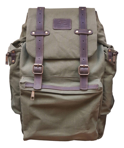 Mochila El Eternauta S R San Roman Fontana 25 L Lona Verde Musgo Liso