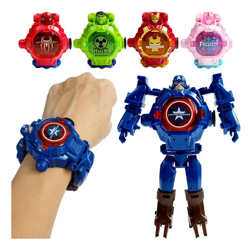 Reloj Capitán América Proyector Robot Transforma A Juguete