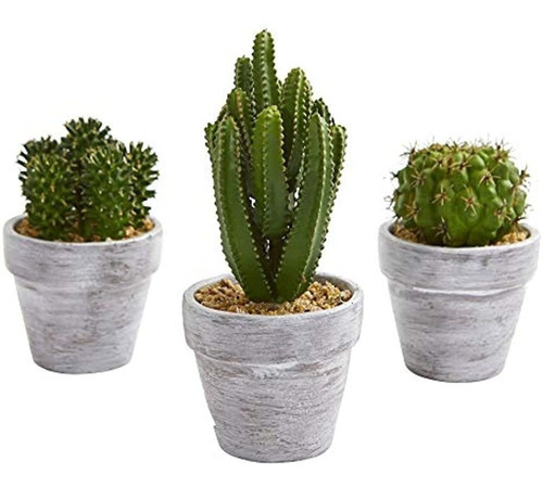 Casi Natural De 8 PuLG. Cactus Artificial (juego De 3) Plant