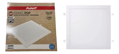 Plafon Painel Avant Embutir Quadrado Led 24w Branco 30cm