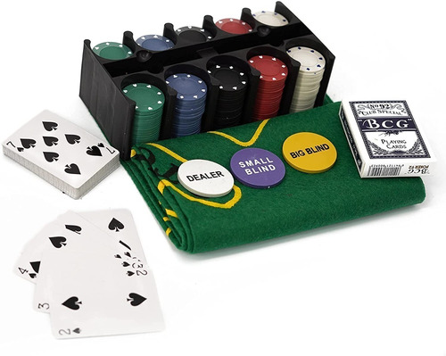Set Poker 200 Fichas 2 Mazos, Paño Reversible Cresko - 11257