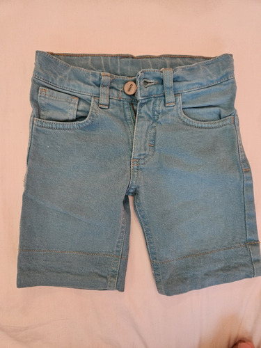 Bermuda De Jean Para Niños Talle 2 Años Color Verde Musgo