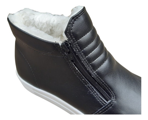 Imagem 5 de 7 de Botinha Tênis Casual Preto De Pelinho Pelo Com Lã Inverno
