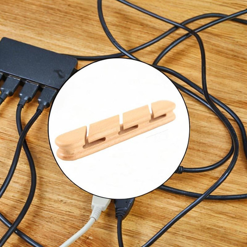 Organizador De Cables Autoadhesivo Multiusos Grande Madera
