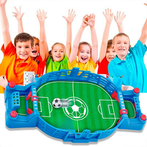Mini Futbolito Juego De Mesa Para Niños Diversión Pinball Mesa De Futbolito Azul