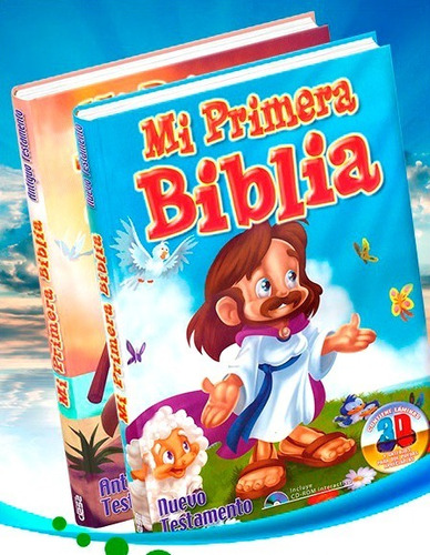 Libro Mi Primera Biblia Para Niños 2 Tomos + Cd Y Láminas 3d