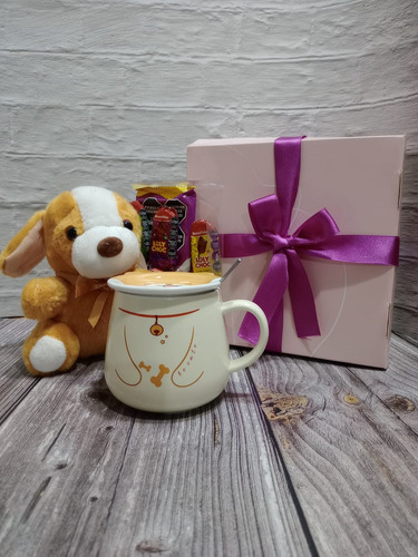 Caja Box Dulce Con Perrito De Peluche, Taza Y Chocolates