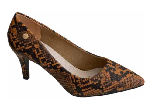 Zapatos De Mujer Vía Uno Textura Reptil Café Anaranjado