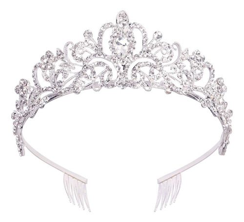 Didder - Diadema De Cristal Plateada Con Corona De Princesa,