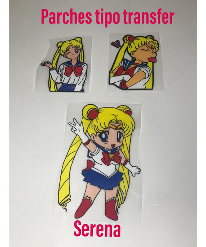 Parche Transfer Termoadhesivo Sailor Moon, Serena, Kit 3 Pzs