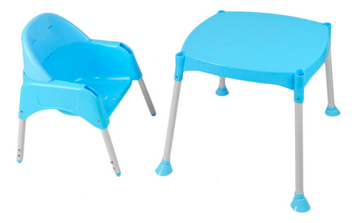 Silla Alta De Comer 2 En 1 Para Bebés Convertible En Silla Color Celeste