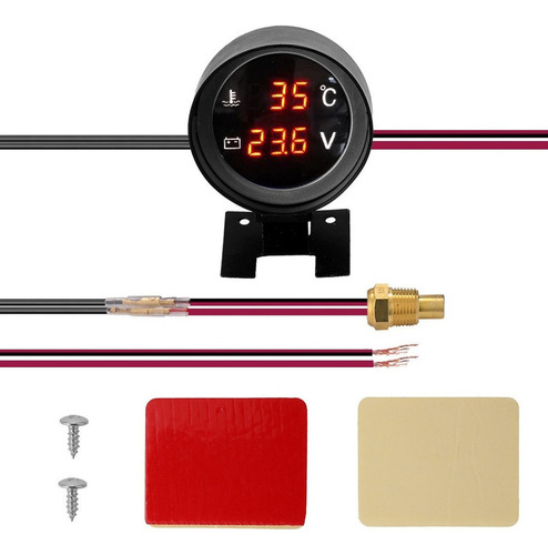 Universal Automotive Voltmeter+temperature Marker Verm