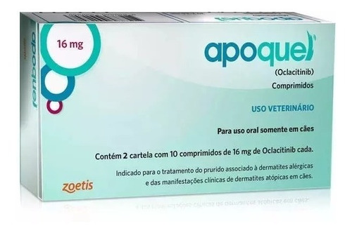 Apoquel Dermatológico Cães 16 Mg - 20 Comp. Val. Agosto 2020