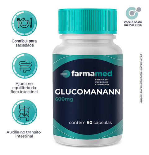 Glucomanann 600mg 3 Potes C/ 60 Capsulas Sabor Sem Sabor