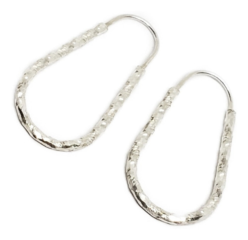 Arracadas Oval De 2 Cm De Plata Diamantada+estuche C10